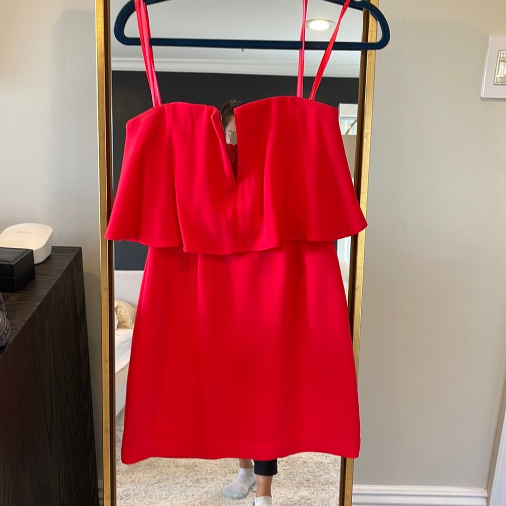 BCBG red strapless dress